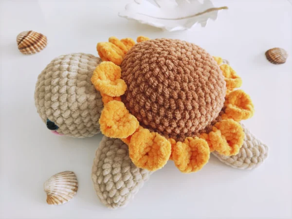 Amazing Handmade Crochet Sunflower Turtle - Soft Plush Toy - Image 9