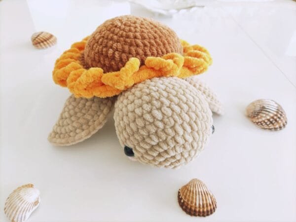 Amazing Handmade Crochet Sunflower Turtle - Soft Plush Toy - Image 7