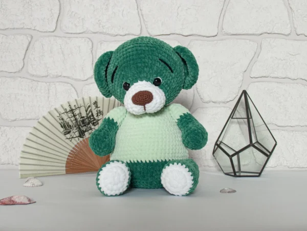 ADORABLE HANDMADE GREEN PLUSH BEAR – UNIQUE GIFT FOR ALL AGES! - Image 2