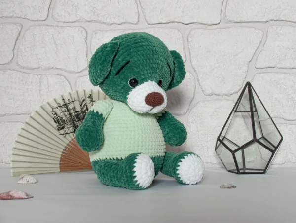 ADORABLE HANDMADE GREEN PLUSH BEAR – UNIQUE GIFT FOR ALL AGES! - Image 5
