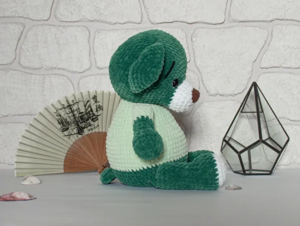 ADORABLE HANDMADE GREEN PLUSH BEAR – UNIQUE GIFT FOR ALL AGES! - Image 6