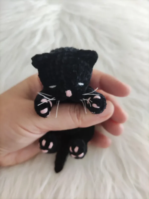 Sleeping Mini Black Plush Cat - Realistic Toy - Image 6