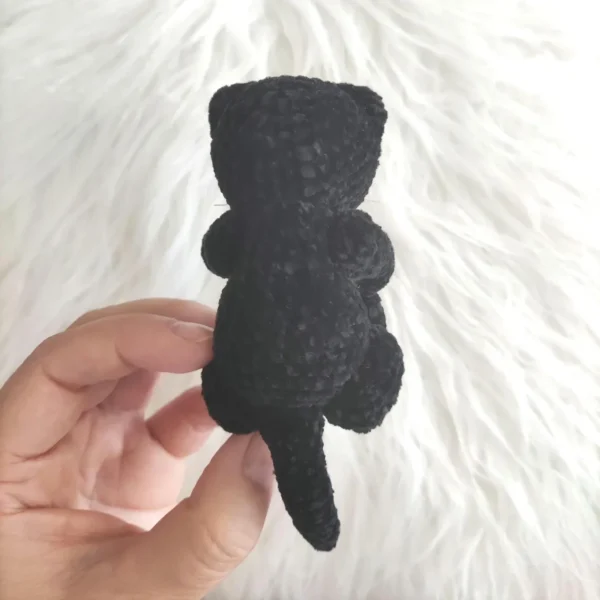 Sleeping Mini Black Plush Cat - Realistic Toy - Image 8