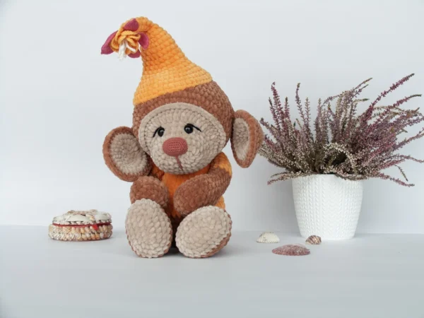 ADORABLE HANDMADE PLUSH MONKEY TOY, SOFT CROCHET STUFFED ANIMAL - Image 2