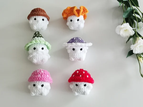Adorable Handmade Crochet Plush Amigurumi Mushrooms - Image 2