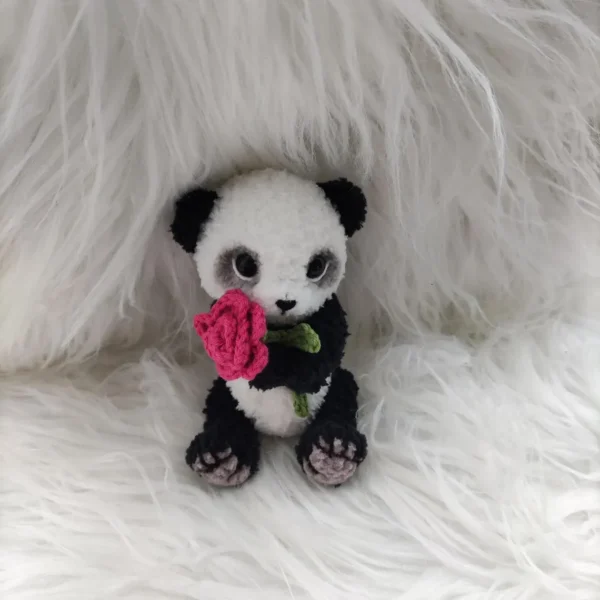 Adorable Mini Handmade Plush Panda Bear - Image 9