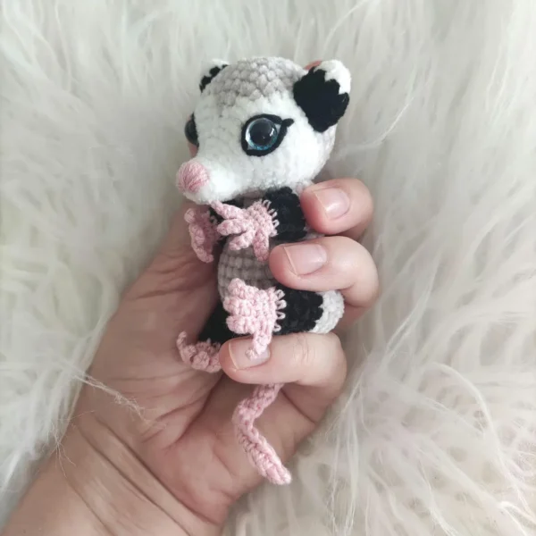 Amazing Handmade Mini Plush Opossum – Cute Crochet Stuffed Toy for Animal Lovers! - Image 2