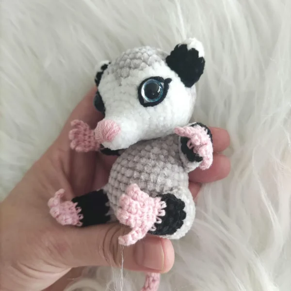 Amazing Handmade Mini Plush Opossum – Cute Crochet Stuffed Toy for Animal Lovers! - Image 3