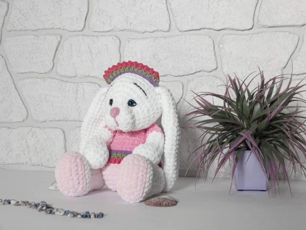 white handmade bunny