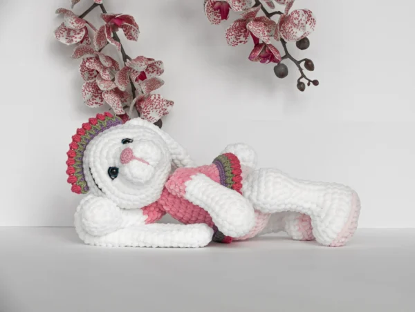 ADORABLE WHITE HANDMADE BUNNY, CROCHET PLUSH TOY - Image 5