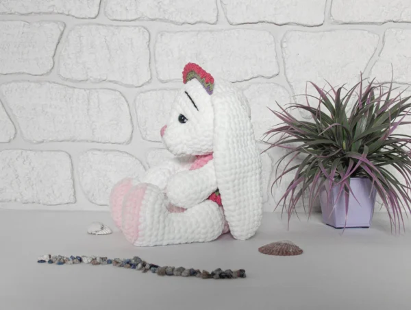 ADORABLE WHITE HANDMADE BUNNY, CROCHET PLUSH TOY - Image 2