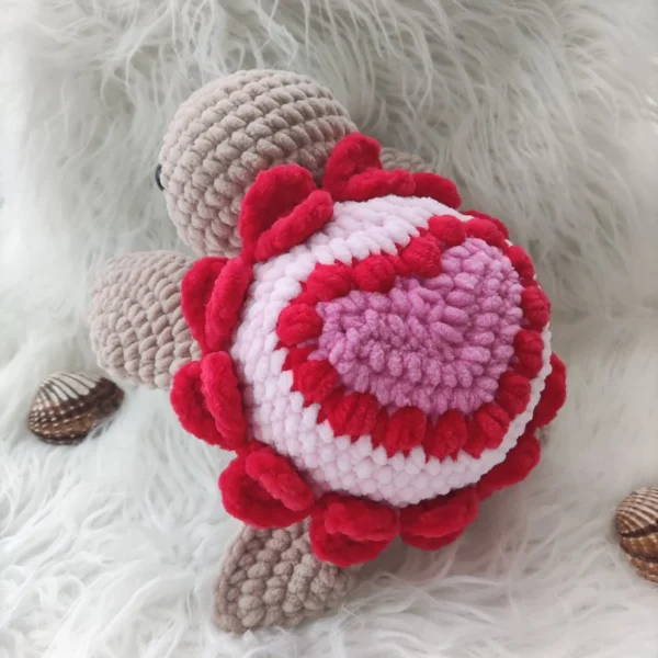 Wonderful Handmade Crochet Turtle with Heart – Plush Amigurumi Gift - Image 2