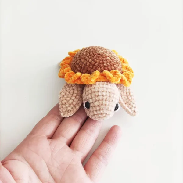 ADORABLE HANDMADE CROCHET SUNFLOWER TURTLE – MINI PLUSH TOY FOR GIFTS! - Image 2