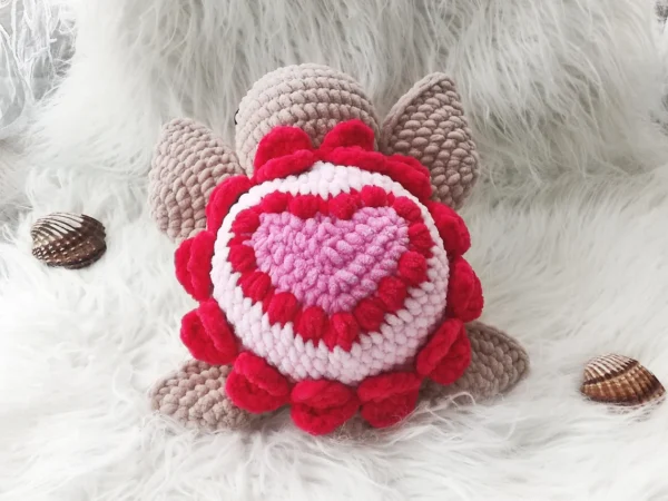 Wonderful Handmade Crochet Turtle with Heart – Plush Amigurumi Gift - Image 4