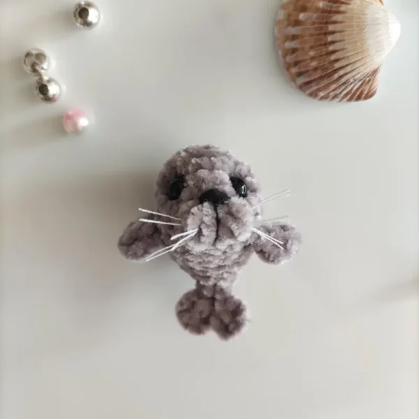Handmade Mini Crochet Seal, Tiny Plush Keychain, Dollhouse Companion - Image 7
