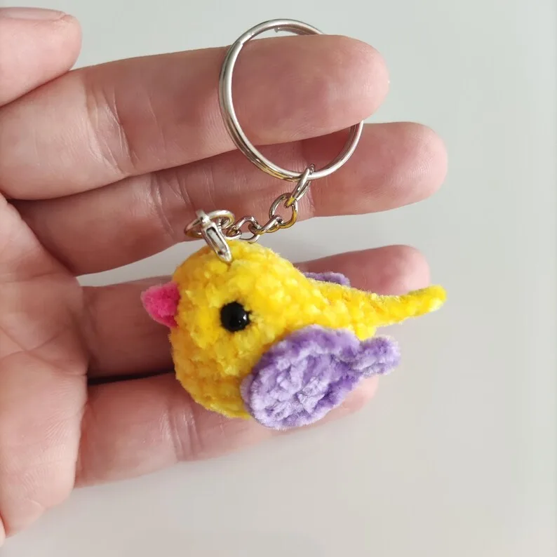 Handmade Tiny Amigurumi Bird Toy, Dollhouse Animal, Plush for Keychains - Image 10