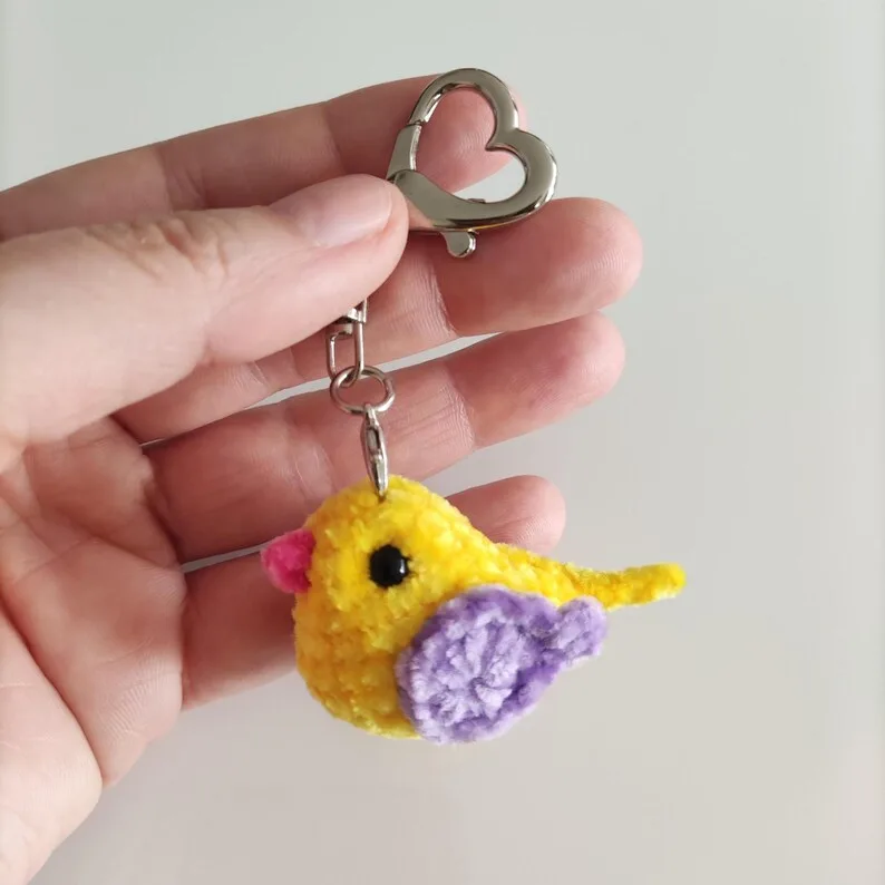 Handmade Tiny Amigurumi Bird Toy, Dollhouse Animal, Plush for Keychains - Image 9