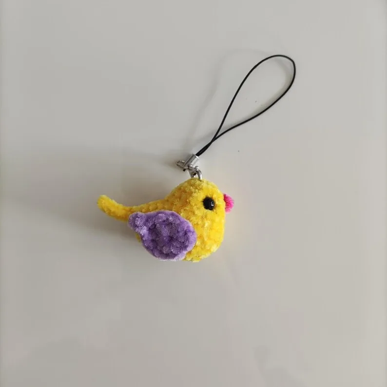 Handmade Tiny Amigurumi Bird Toy, Dollhouse Animal, Plush for Keychains - Image 5