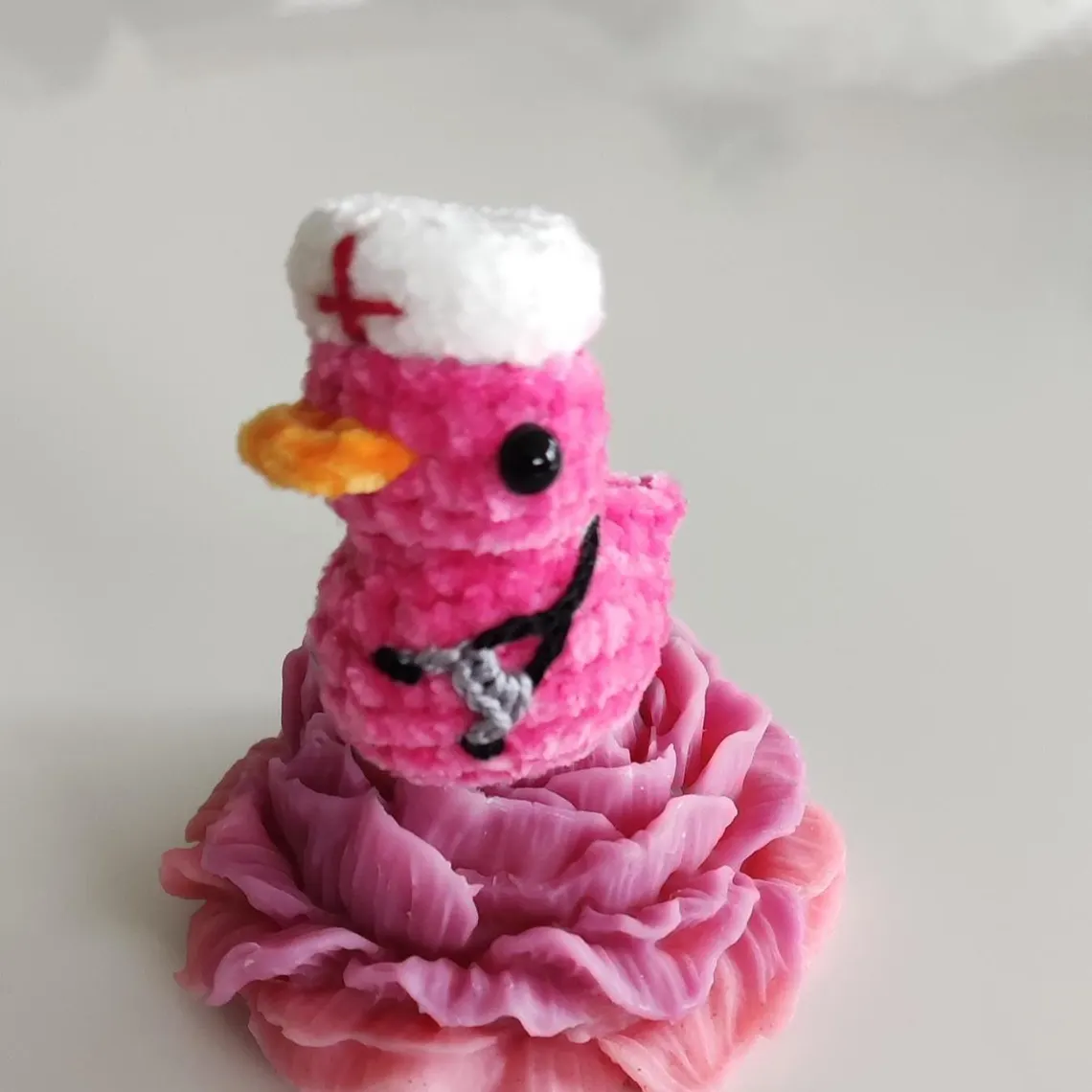 Crocheted Nurse Duck Charm, Mini Plush Keychain, Badge Reel Accessory, Healthcare Gift - Image 19
